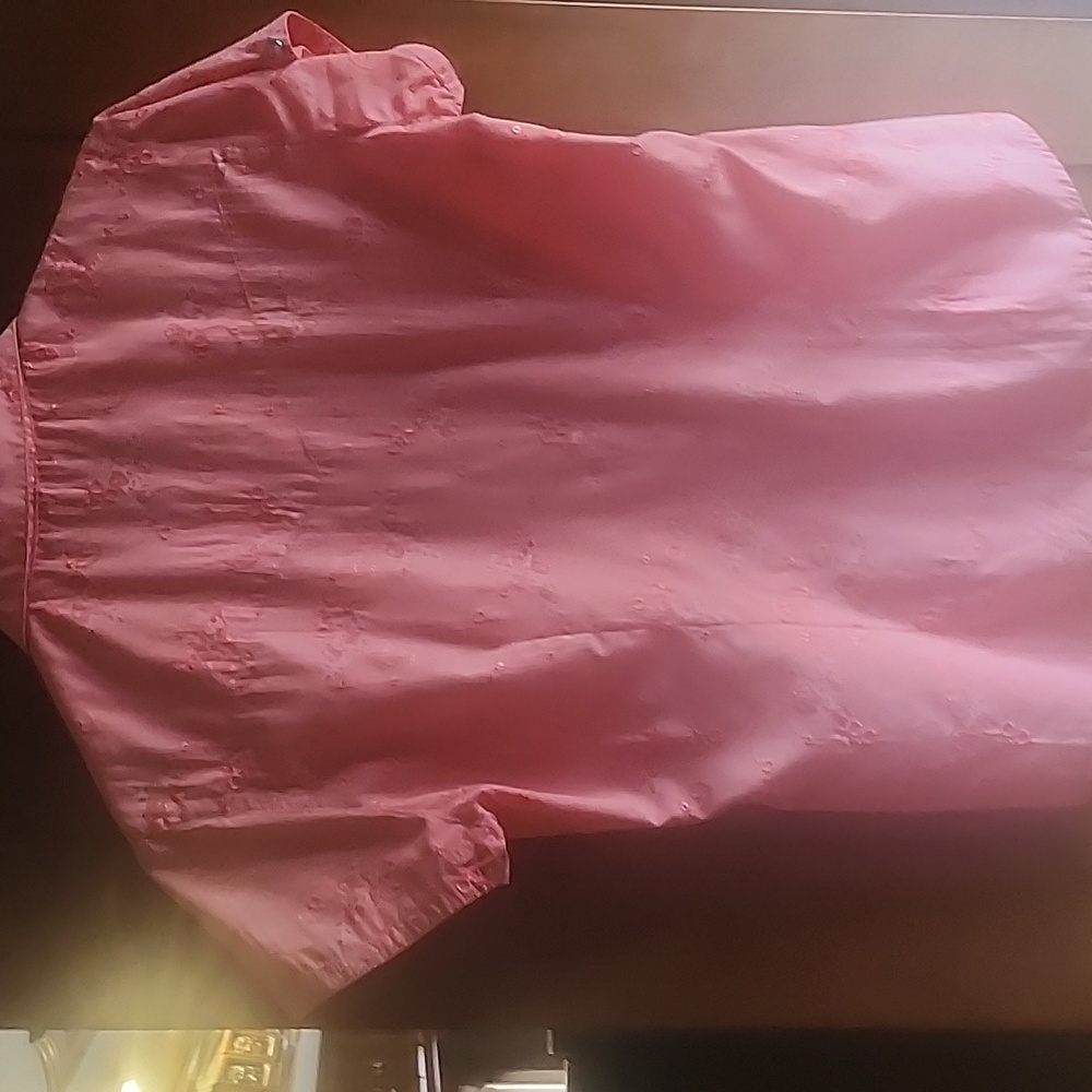 Shyanne Western Pearl Snap Embroidered Peach Short Sleeve Cotton Top Size L - Picture 3 of 14